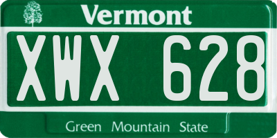 VT license plate XWX628