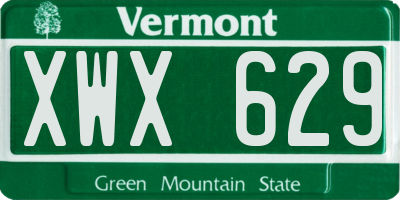 VT license plate XWX629