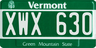 VT license plate XWX630