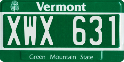 VT license plate XWX631