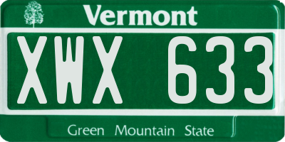 VT license plate XWX633