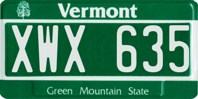 VT license plate XWX635