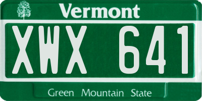 VT license plate XWX641