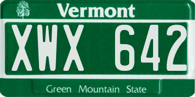 VT license plate XWX642