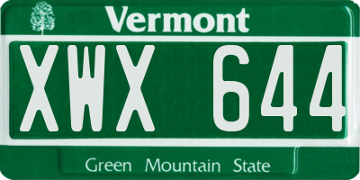 VT license plate XWX644