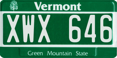 VT license plate XWX646