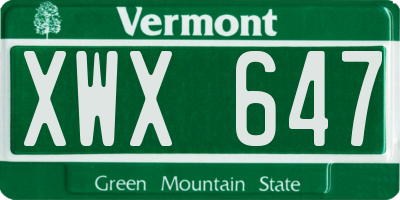 VT license plate XWX647