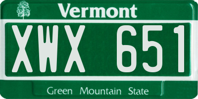 VT license plate XWX651