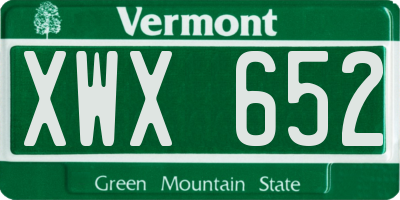VT license plate XWX652