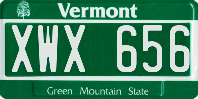 VT license plate XWX656