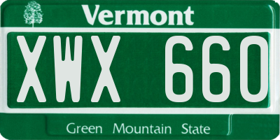 VT license plate XWX660