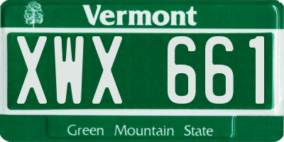 VT license plate XWX661