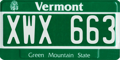 VT license plate XWX663
