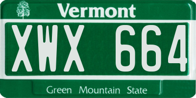 VT license plate XWX664