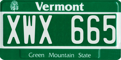 VT license plate XWX665
