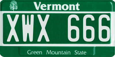 VT license plate XWX666