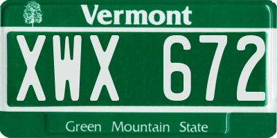 VT license plate XWX672