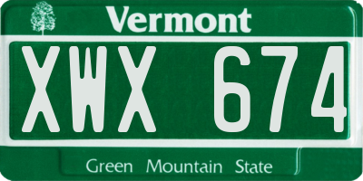 VT license plate XWX674