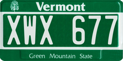 VT license plate XWX677
