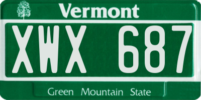 VT license plate XWX687