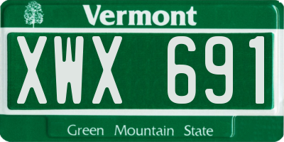 VT license plate XWX691