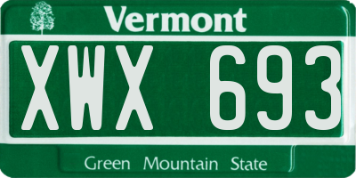 VT license plate XWX693