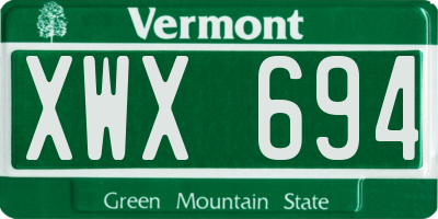 VT license plate XWX694