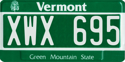 VT license plate XWX695