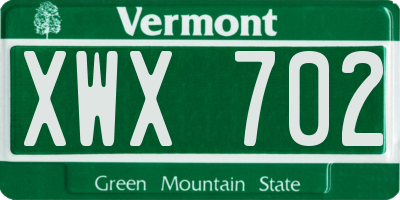 VT license plate XWX702