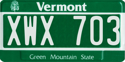 VT license plate XWX703