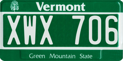 VT license plate XWX706