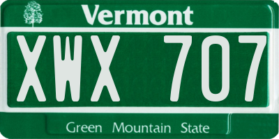 VT license plate XWX707