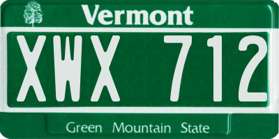 VT license plate XWX712
