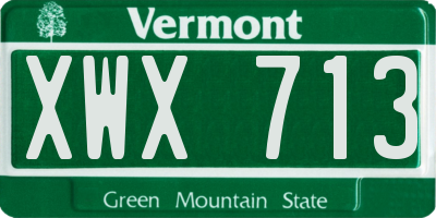 VT license plate XWX713