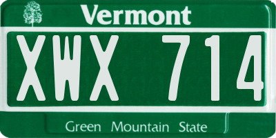 VT license plate XWX714