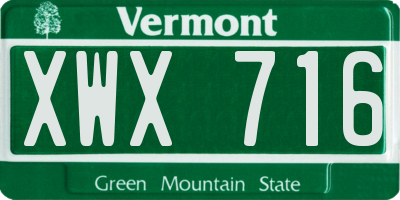 VT license plate XWX716