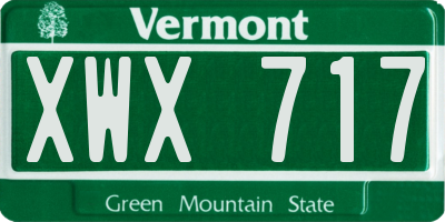 VT license plate XWX717