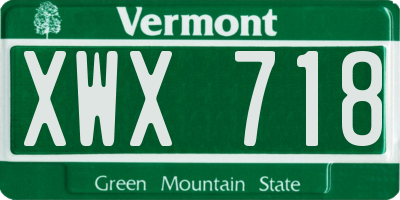 VT license plate XWX718
