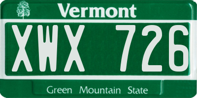 VT license plate XWX726
