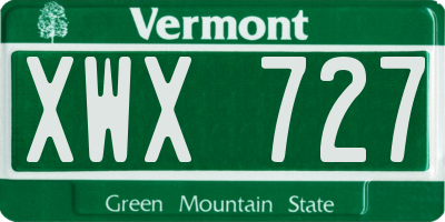 VT license plate XWX727