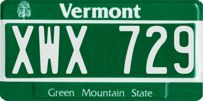 VT license plate XWX729
