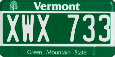 VT license plate XWX733