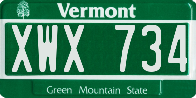 VT license plate XWX734