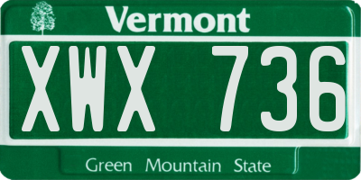 VT license plate XWX736