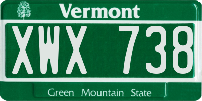 VT license plate XWX738