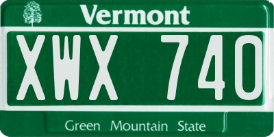 VT license plate XWX740