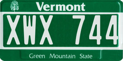 VT license plate XWX744