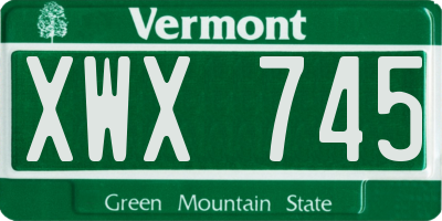 VT license plate XWX745