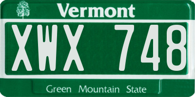 VT license plate XWX748