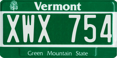 VT license plate XWX754